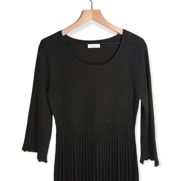 Calvin Klein Gray & Black Knit 3/4 Sleeve Mini Dress Size L - Picture 2 of 7